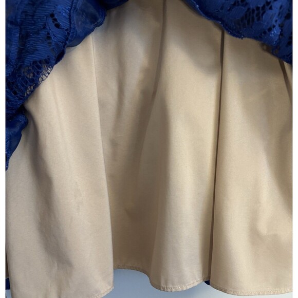 AIDAN MATTOX Blue Lace Fit/Flare Dress Women 12 Sleeveless Lined Cocktail Party - Picture 6 of 12